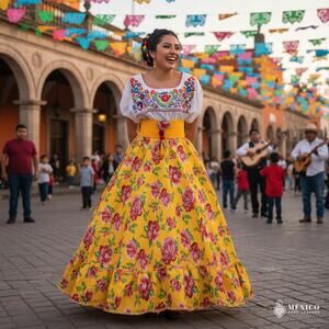 Mexican single circle practice skirt folklorico flored